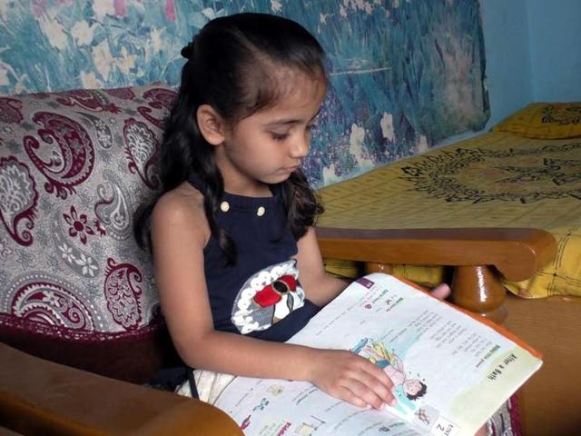 Seven-year-old Aryadhya Rawal isa Class 1 student.