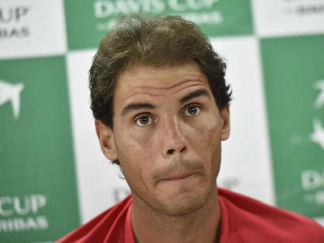 Rafa during a team press conference at RK Khanna Stadium. (Vipin Kumar/HT PHOTO)