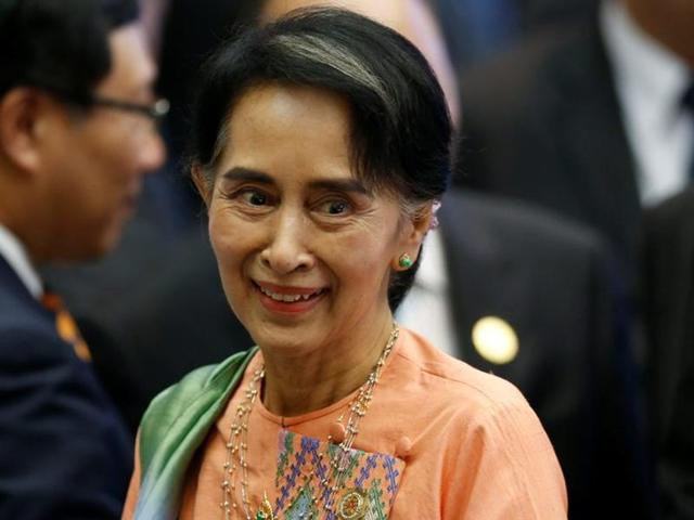 Myanmar's State Counsellor Aung San Suu Kyi arrives at the ASEAN-India Summit in Vientiane, Laos September 8, 2016. REUTERS/Soe Zeya Tun/File Photo (REUTERS) Myanmar's State Counsellor Aung San Suu Kyi arrives at the ASEAN-India Summit in Vientiane, Laos September 8, 2016. REUTERS/Soe Zeya Tun/File Photo (REUTERS)