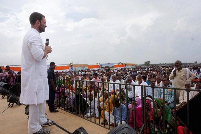 Rahul Gandhi also held 26 khat sabhas (interaction with farmers on cots), 26 road shows and collected 75 lakh application forms from farmers seeking loan waiver. (PTI File Photo) Rahul Gandhi also held 26 khat sabhas (interaction with farmers on cots), 26 road shows and collected 75 lakh application forms from farmers seeking loan waiver. (PTI File Photo)