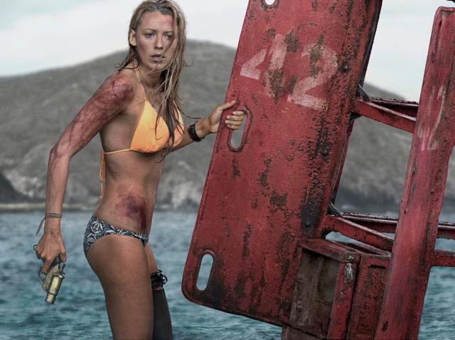 Blake Lively brings a gun to a shark fight.(Sony)