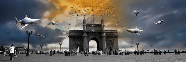 Monument, 3D rendering and photography, lenticular print (Photo courtesy: Baiju Parthan) Monument, 3D rendering and photography, lenticular print (Photo courtesy: Baiju Parthan)