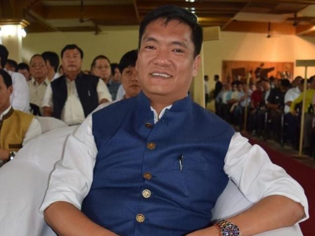 Friday dawned with chief minister Pema Khandu and his MLAs huddled with Peoples Party of Arunachal leaders.(Rahul Karmakar/HT Photo)