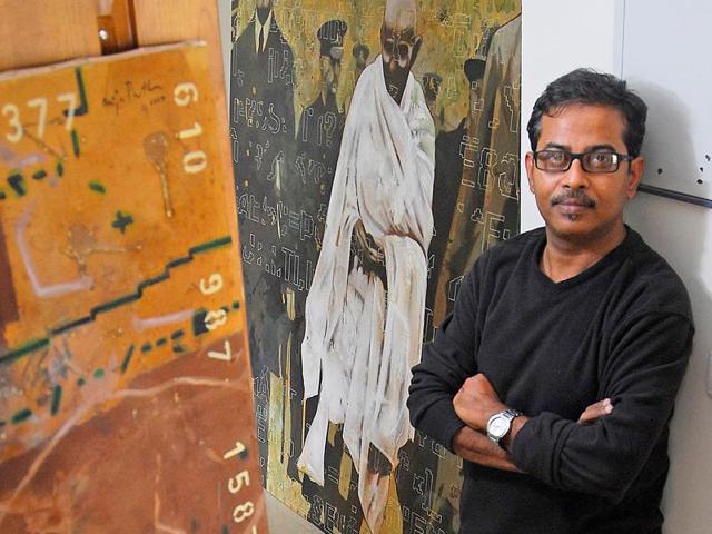 Projection, Acrylic on canvas(Photo courtesy: Baiju Parthan) Projection, Acrylic on canvas(Photo courtesy: Baiju Parthan)