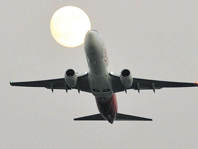 Flight to Sharjah takes off from Chandigarh International Airport on Thursday. (Keshav Singh/HT Photo) Flight to Sharjah takes off from Chandigarh International Airport on Thursday. (Keshav Singh/HT Photo)