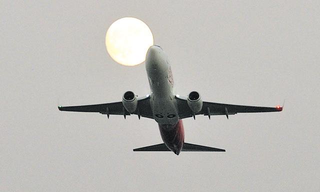 Chandigarh’s first international flight, to Sharjah, just after take-off on Thursday. (Anil Dayal/HT Photo) Chandigarh’s first international flight, to Sharjah, just after take-off on Thursday. (Anil Dayal/HT Photo)