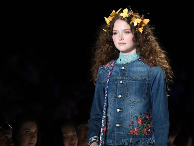 A butterfly crown made for a quirky hair accessory at Desigual. (AFP) A butterfly crown made for a quirky hair accessory at Desigual. (AFP)