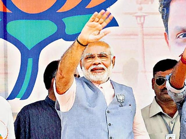 Prime Minister Narendra Modi at an election rally for the BJP this year. (HT File Photo) Prime Minister Narendra Modi at an election rally for the BJP this year. (HT File Photo)