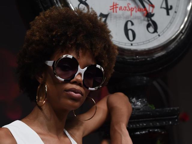 It was all about zebra frames and large hoop earrings at Alice + Olivia’s show. (AFP) It was all about zebra frames and large hoop earrings at Alice + Olivia’s show. (AFP)