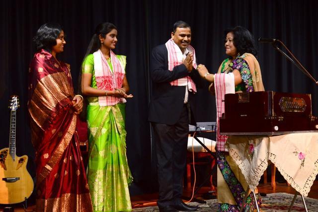 Performers at an event held to mark the 90th birth anniversary of singer Bhupen Hazarika at Nehru Centre, London, on Friday. (Gopi)