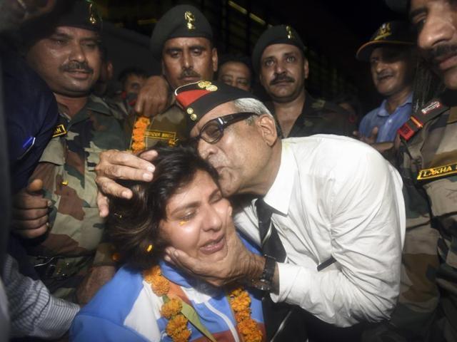 Colonel BK Nagpal expresses his joy on Deepa’s return. (Sonu Mehta/HT PHOTO)