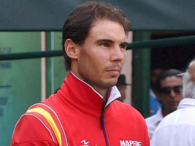 Spain's Rafael Nadal watches a Davis Cup men's tie tennis match between David Ferrer and Saketh Myneni. (AP Photo) Spain's Rafael Nadal watches a Davis Cup men's tie tennis match between David Ferrer and Saketh Myneni. (AP Photo)