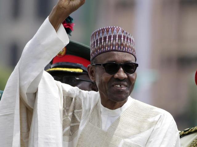 Nigerian President Muhammadu Buhari apologized for plagiarizing President Barack Obama's 2008 victory speech and says he will punish those responsible.(AP file)