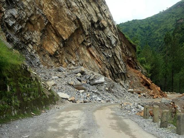 The landslide triggered by heavy rains since Friday has created at least 20 roadblocks in Aizwal and work was on to unclog them. (File Photo) The landslide triggered by heavy rains since Friday has created at least 20 roadblocks in Aizwal and work was on to unclog them. (File Photo)