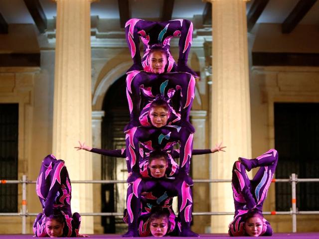 The Puyang Acrobatics Troupe, currently consisting of over 200 members, has won several prestigious awards and has performed in over 40 countries to date. (REUTERS)