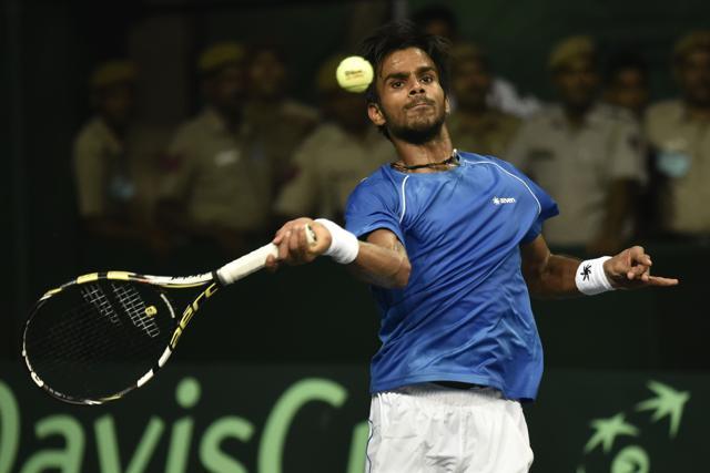 Nagal’s forehand is his big weapon while his backhand is a work in progress. (Vipin Kumar/HT PHOTO) Nagal’s forehand is his big weapon while his backhand is a work in progress. (Vipin Kumar/HT PHOTO)