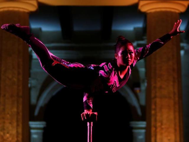 Acrobats of the Puyang Acrobatics Troupe from Henan Province in China perform in Malta. (REUTERS)