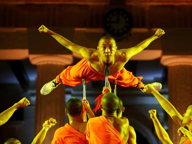 Shaolin monks’ training combines martial arts, film, sports, arts, traditional culture and modern technology with Shaolin Kung Fu characteristics. (REUTERS)