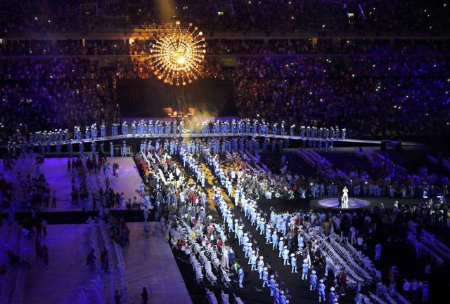 Performers take part in the closing ceremony. (REUTERS) Performers take part in the closing ceremony. (REUTERS)