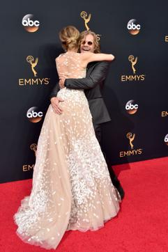 Actors Felicity Huffman (L) and William H. Macy attend the 68th Annual Primetime Emmy Awards at Microsoft Theater on September 18 in Los Angeles. (AFP)