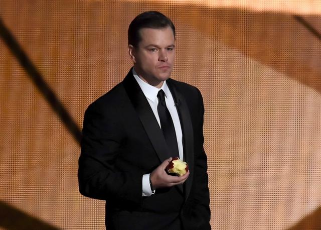 Matt Damon speaks onstage during the 68th Annual Primetime Emmy Awards at Microsoft Theater on September 18. (AFP)