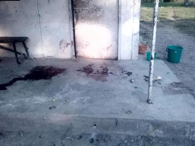 Blood stains are visible at the army base that was attacked by militants on Sunday. (ANI Photo)