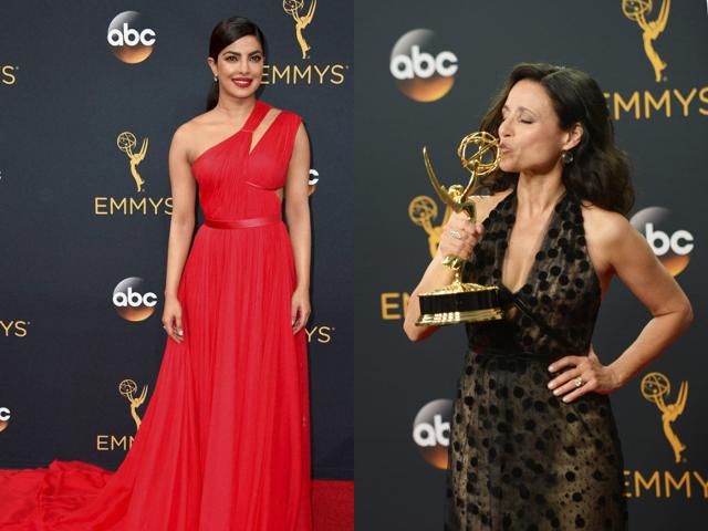 Julia Louis Dreyfus, who plays Selina Meyer on hit TV show Veep, bagged her fifth consecutive award this year for ‘Lead Actress In a Comedy Series’ . Priyanka Chopra, too, attended the awards ceremony.