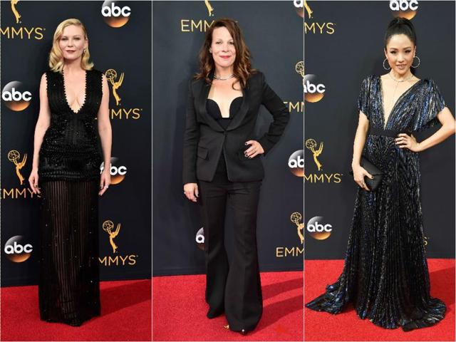 (From L-R) We do not know what actors Kirsten Dunst, Lili Taylor and Constance Wu were aiming at, but whatever it was, it didn’t quite work out. (Agencies)