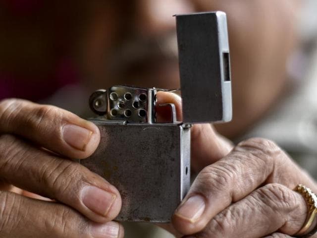 An antique lighter spy camera. (Kunal Patil/Hindustan Times)