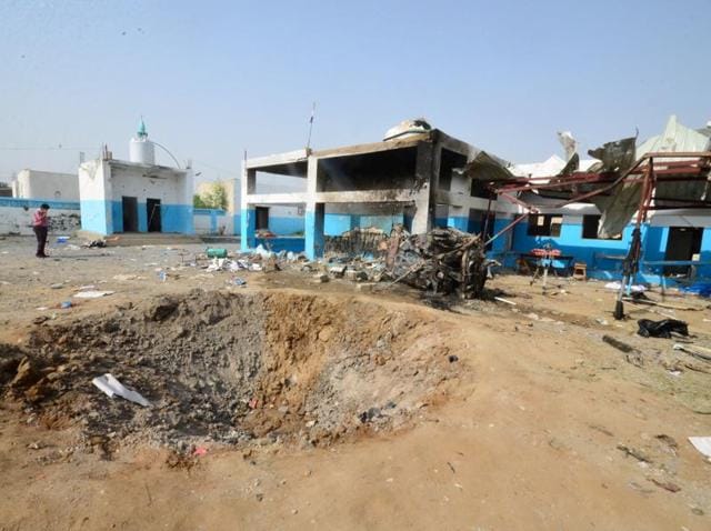 A crater caused by a Saudi-led coalition air strike is seen at the yard of a hospital operated by Medecins Sans Frontieres in the Abs district of Hajja province, Yemen. (Reuters File Photo) A crater caused by a Saudi-led coalition air strike is seen at the yard of a hospital operated by Medecins Sans Frontieres in the Abs district of Hajja province, Yemen. (Reuters File Photo)