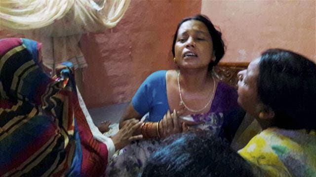 Wife of Havildar Ashok Kumar who was killed in the Uri attack mourns her loss in Bhojpur district on Monday (PTI)