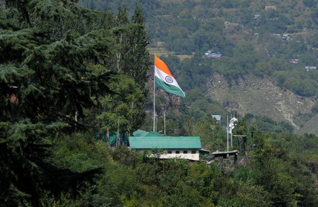 A view of the Indian army base which was attacked by militants in Jammu and Kashmir’s Uri town. (AFP Photo)