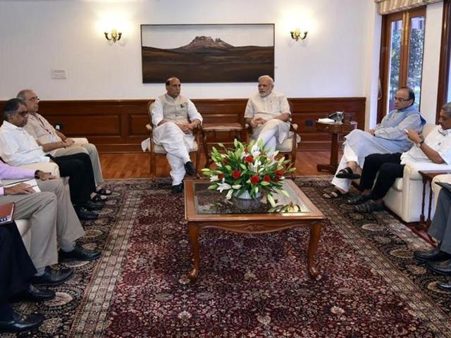 Prime Minister Narendra Modi chaired a high-level meeting on the Uri terror attack at his residence. (PIB Photo)