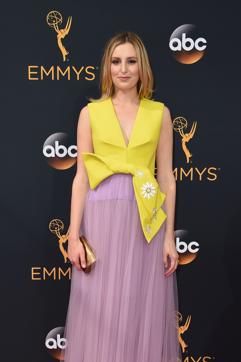 Laura Carmichael arrives for the Emmy Awards in Los Angeles. (AFP)