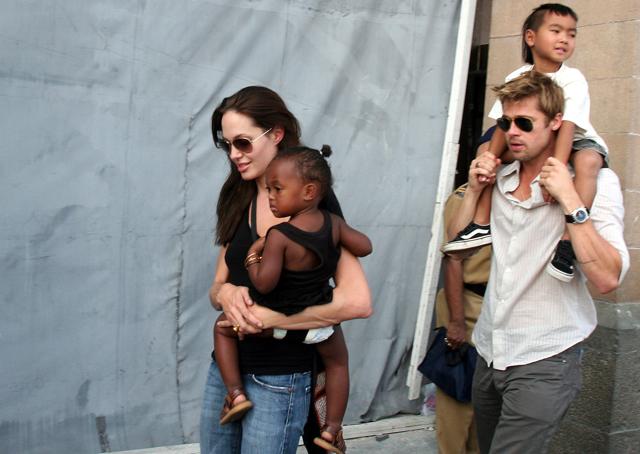 Angelina adopted another child, this time a girl from Ethiopia, Zahara in 2005. Jolie, left, with her daughter Zahara, and Brad Pitt, right, with Jolie's son Maddox, walk near the Gateway of India in Mumbai, India in 2006. (AP) Angelina adopted another child, this time a girl from Ethiopia, Zahara in 2005. Jolie, left, with her daughter Zahara, and Brad Pitt, right, with Jolie's son Maddox, walk near the Gateway of India in Mumbai, India in 2006. (AP)