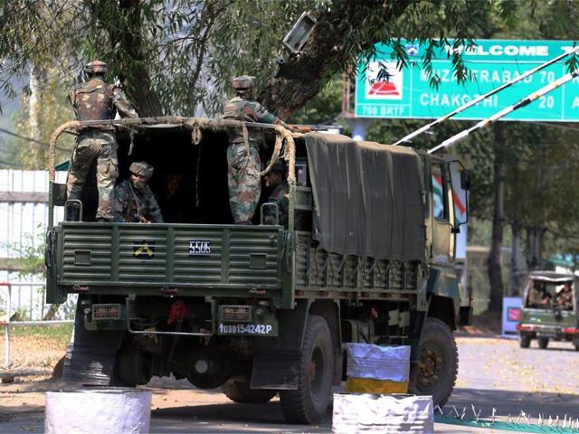 Soldiers outside the army base which was attacked by militants in Uri, Jammu and Kashmir. (PTI Photo) Soldiers outside the army base which was attacked by militants in Uri, Jammu and Kashmir. (PTI Photo)