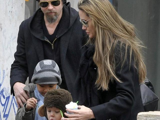 U.S. actors Brad Pitt and Angelina Jolie walk aboard a taxi boat with their son Maddox Chivan Jolie-Pitt and daughter Shiloh Nouvel Jolie-Pitt in Venice, Italy on February 16, 2010. (REUTERS) U.S. actors Brad Pitt and Angelina Jolie walk aboard a taxi boat with their son Maddox Chivan Jolie-Pitt and daughter Shiloh Nouvel Jolie-Pitt in Venice, Italy on February 16, 2010. (REUTERS)
