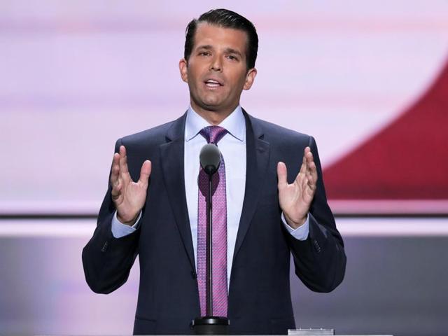 Donald Trump Jr, son of Republican presidential candidate Donald Trump, lifts his fist after speaking at the Republican National Convention in Cleveland. (AP File Photo) Donald Trump Jr, son of Republican presidential candidate Donald Trump, lifts his fist after speaking at the Republican National Convention in Cleveland. (AP File Photo)