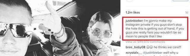 Here’s what Justin wrote on Instagram after fans began harassing him.