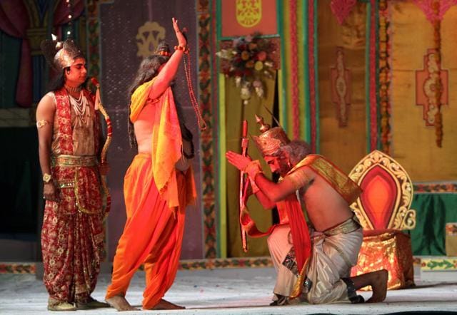 Ramlila being performed at Luv Kush Ramlila Committee. (Photo: Arijit Sen/HT)