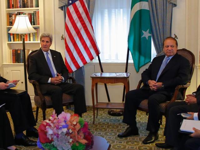 US Secretary of State John Kerry with Pakistan Prime Minister Nawaz Sharif in New York. (AFP Photo) US Secretary of State John Kerry with Pakistan Prime Minister Nawaz Sharif in New York. (AFP Photo)
