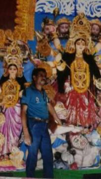 One of the rare pictures of Chandan Chandra in front of the Durga Idol he made inside Alipore jail years back. (HT Photo) One of the rare pictures of Chandan Chandra in front of the Durga Idol he made inside Alipore jail years back. (HT Photo)