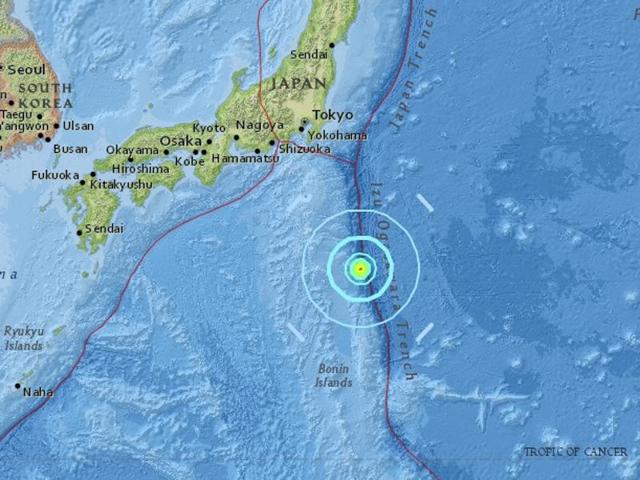 The epicentre of Tuesday’s quake was located about 617km south-southeast of Tokyo at a depth of 10km. (USGS website) The epicentre of Tuesday’s quake was located about 617km south-southeast of Tokyo at a depth of 10km. (USGS website)