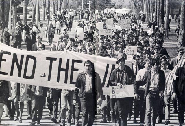 King participating in a protest rally in 1970, when he was a student at the University of Maine. Can you spot him? (Facebook/Stephen King) King participating in a protest rally in 1970, when he was a student at the University of Maine. Can you spot him? (Facebook/Stephen King)