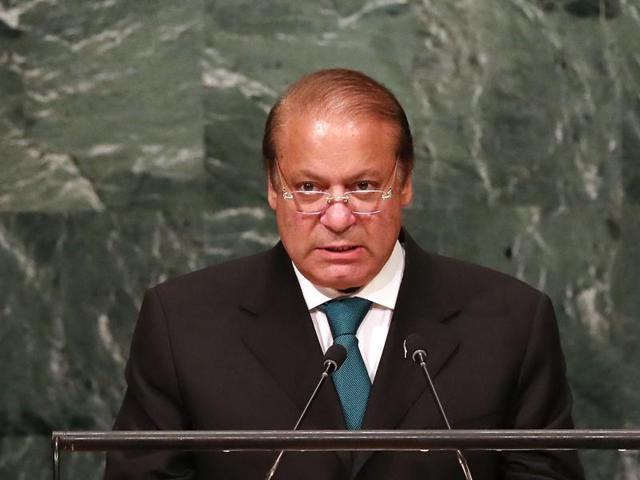 Pakistan's Prime Minister Nawaz Sharif addresses the General Assembly at the United Nations in New York on Wednesday.(Reuters)