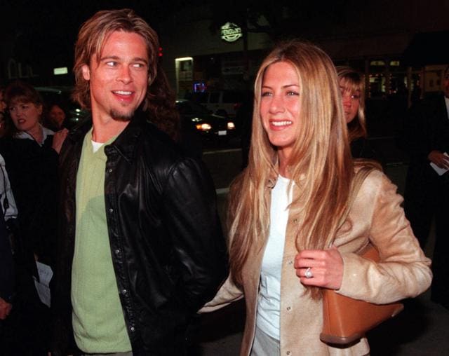 In this 2000 file photo, Brad Pitt and Jennifer Aniston, arrive at the premiere of the new film Erin Brockovich, in the Westwood section of Los Angeles. (AP) In this 2000 file photo, Brad Pitt and Jennifer Aniston, arrive at the premiere of the new film Erin Brockovich, in the Westwood section of Los Angeles. (AP)