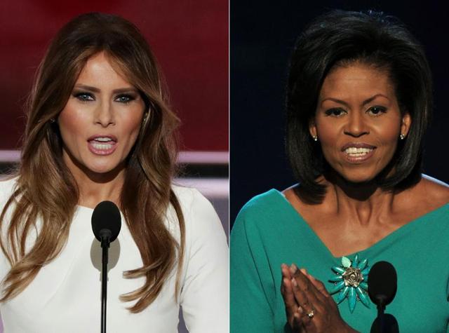 Parts of Donald Trump’s wife Melania's speech to a Republican National Convention were lifted verbatim from remarks Michelle Obama made in 2008. (Reuters file combo) Parts of Donald Trump’s wife Melania's speech to a Republican National Convention were lifted verbatim from remarks Michelle Obama made in 2008. (Reuters file combo)
