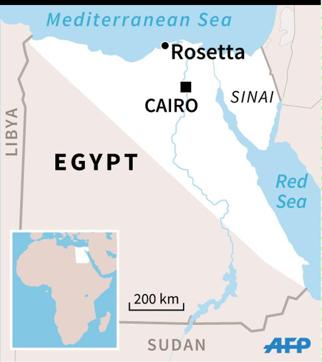 Map of Egypt locating Rosetta, the port near where a boat carrying migrants has capsized, with many feared drowned. (AFP) Map of Egypt locating Rosetta, the port near where a boat carrying migrants has capsized, with many feared drowned. (AFP)