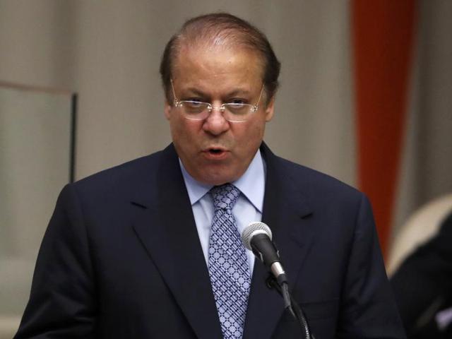 Prime Minister Nawaz Sharif of Pakistan speaks during a high-level meeting on addressing large movements of refugees and migrants at the United Nations General Assembly in Manhattan, New York, on September 19.(REUTERS)