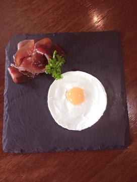 Feta cheese with Peach and Watermelon Shavings at Seven Kitchens.